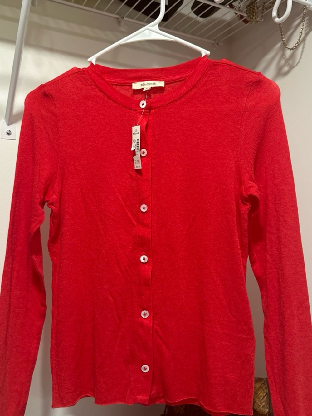 Madewell Girls Red Button-Front Knit Cardigan